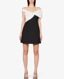 Rachel Gilbert Matteo Asymmetrical Off Shoulder Mini Dress Black/White Size 1 / AU 8 for rent on The Volte - image 5