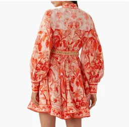 Zimmermann Lyre Billow Sleeve Mini Dress in Red Palm Print Size 2 / AU 12 for rent on The Volte - image 3