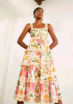 Farm Rio Macaw Bloom Ruffle Tropical Tiered Sundress Floral Size S / AU 8 for rent on The Volte - image 3