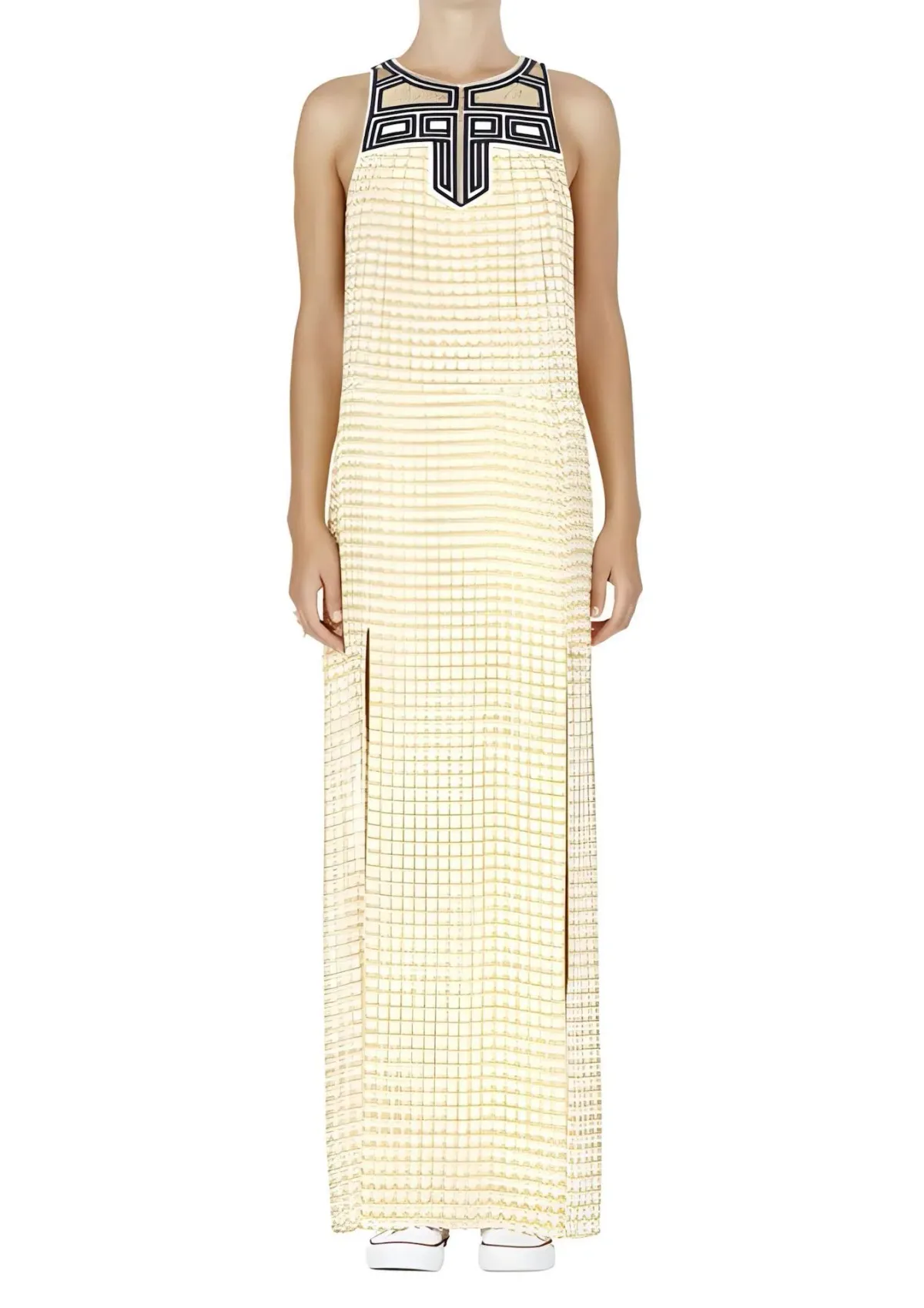 Sass & Bide Think Twice / The Element Embellished Silk Maxi Dress Yellow Size 6 for rent on The Volte - main image