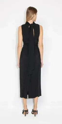 Cue Ruched Waist Midi Dress Black Size 8 for rent on The Volte - image 3