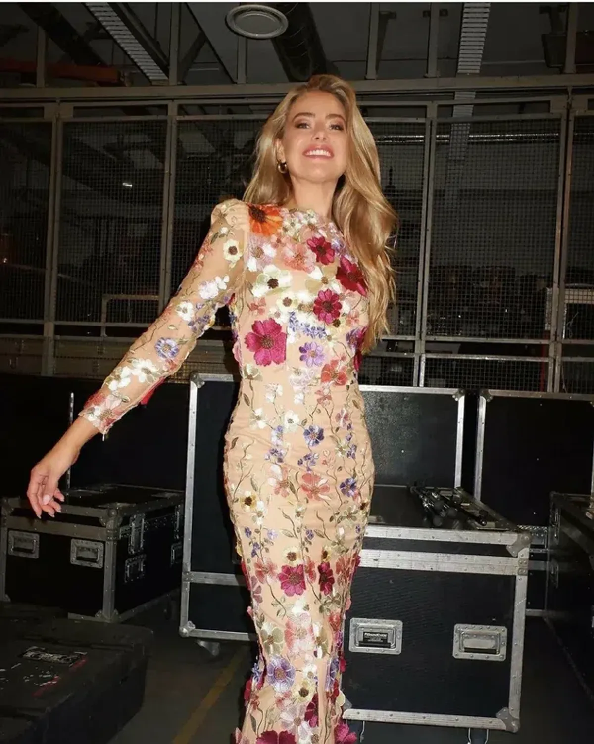 Elliatt Shannon 3D Floral Midi Dress In Pink Size 8  for rent on The Volte - main image