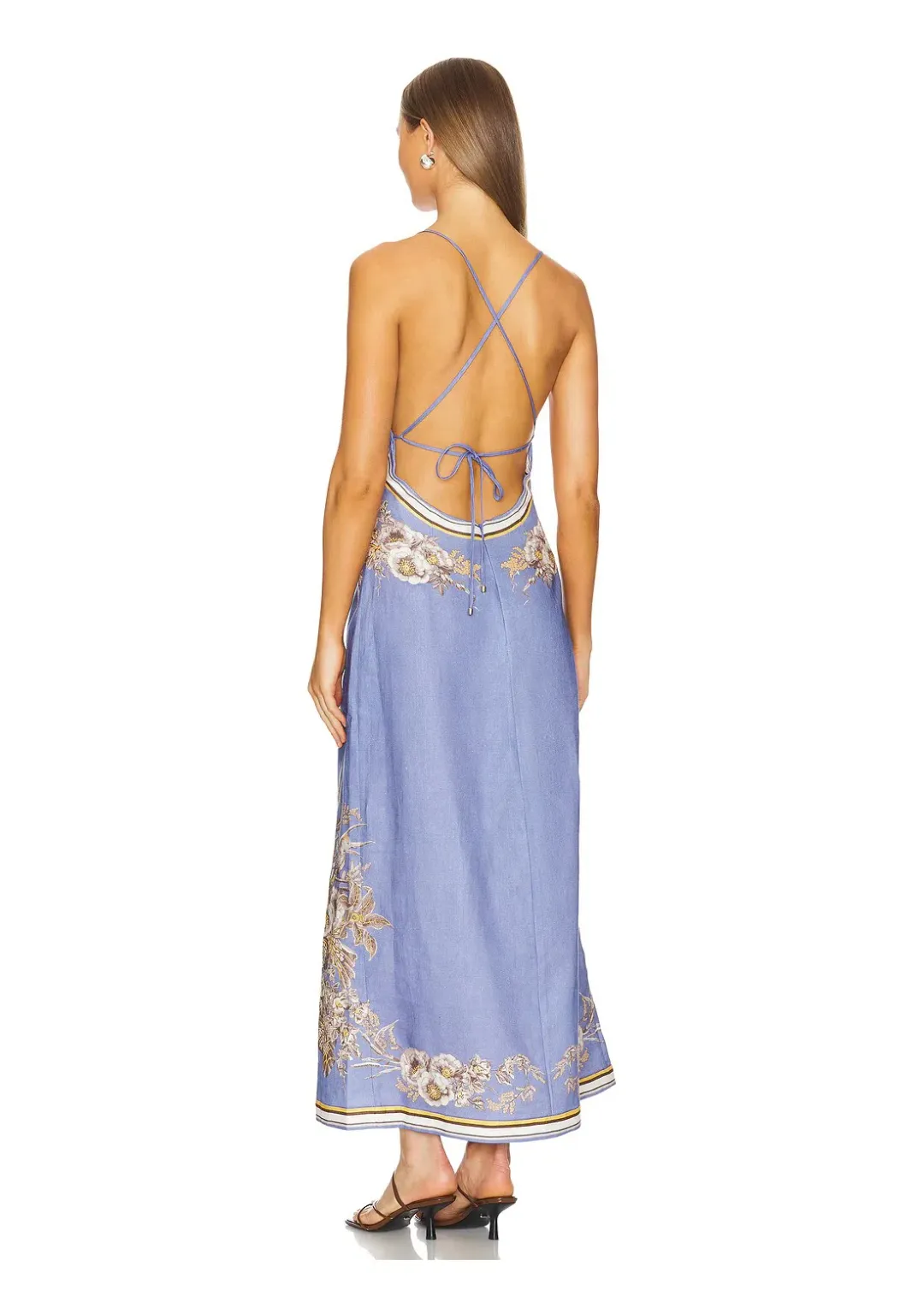 Zimmermann Ottie Slip Dress in Blue Floral Size 0 / Au 8 for rent on The Volte - main image