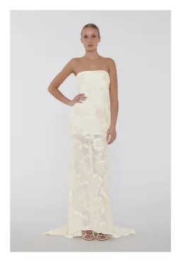 Rotate by Birger Christensen 3D Mesh Maxi Tube Dress Egret Cream Size 8 for rent on The Volte - image 1