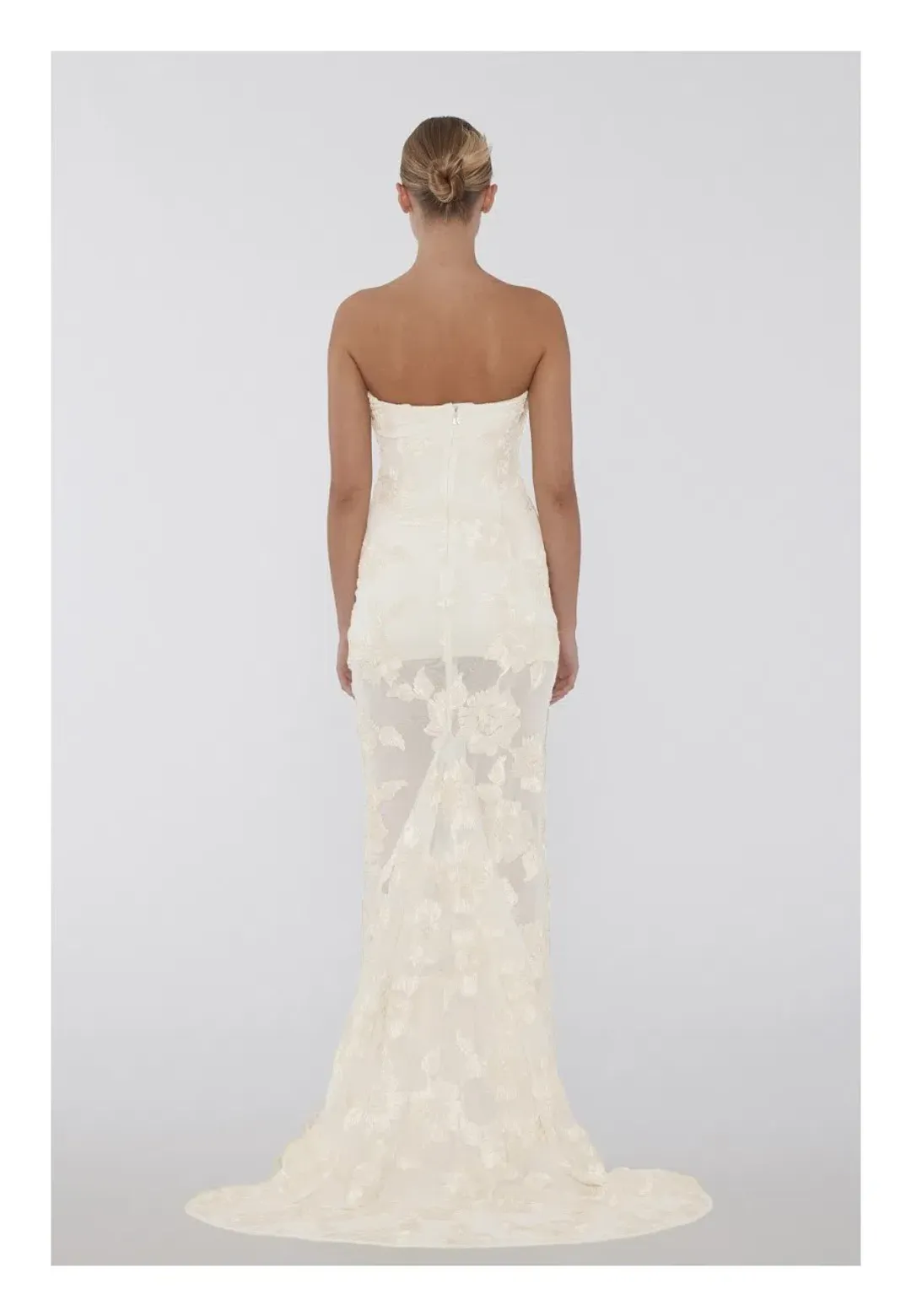 Rotate by Birger Christensen 3D Mesh Maxi Tube Dress Egret Cream Size 8 for rent on The Volte - main image
