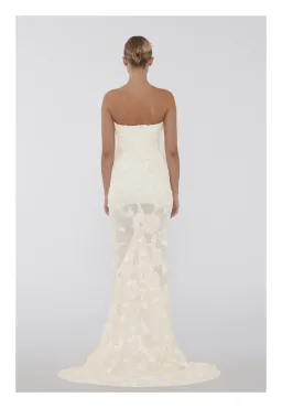 Rotate by Birger Christensen 3D Mesh Maxi Tube Dress Egret Cream Size 8 for rent on The Volte - image 2