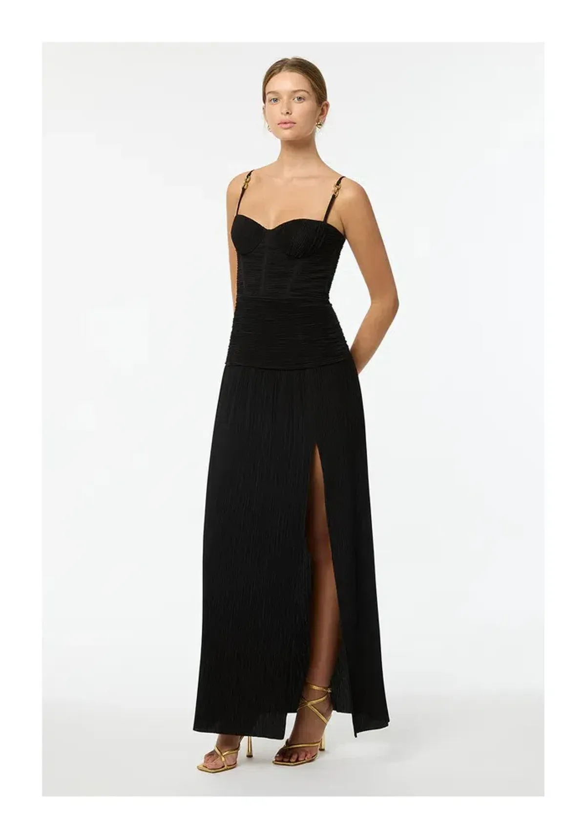 Manning Cartell Double Time Pleat Maxi Dress Black Size 14 for rent on The Volte - main image