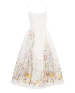 Zimmermann Natura Ruched Midi Dress Ivory Wild Flowers Size 1/Au 10 for rent on The Volte - image 2