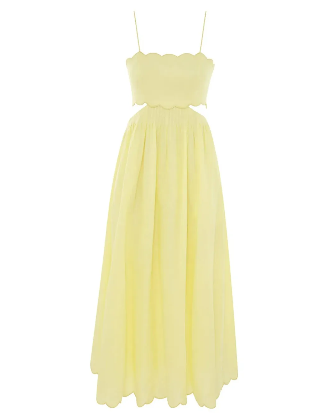 Zimmermann Halliday Scallop Midi Dress Yellow Size 1 / AU 10 for rent on The Volte - main image