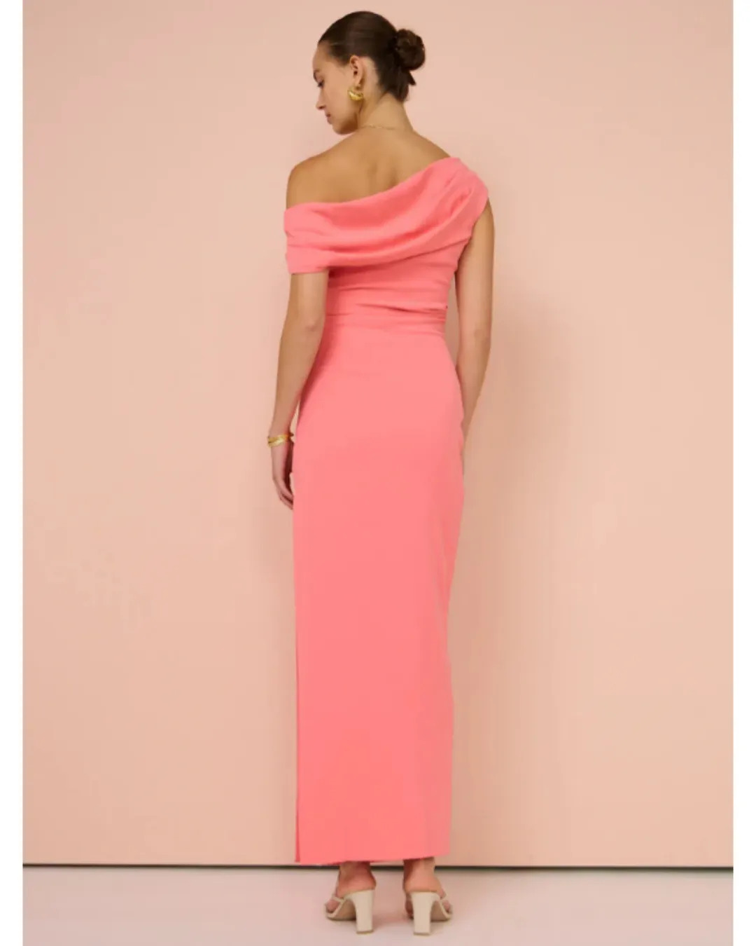 Sofia The Label Alexis Off Shoulder Gown Watermelon Size AU 8 for rent on The Volte - main image