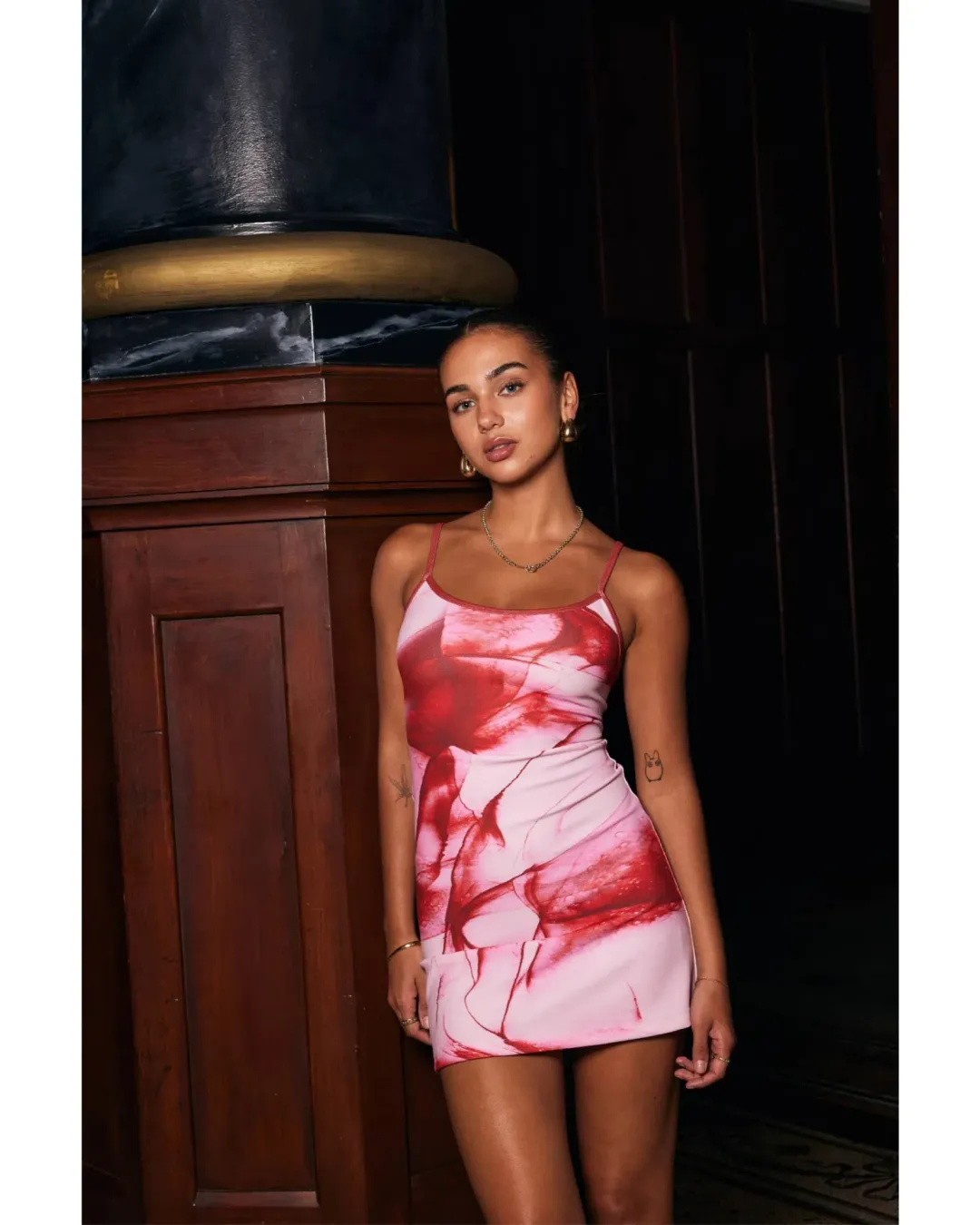 With Harper Lu Mini Slip Dress Blush Graphite Size AU 8 for rent on The Volte - main image