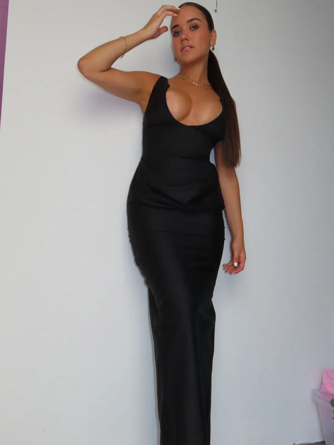 Christopher Esber Arced Column Dress Black Size 6 for rent on The Volte - main image