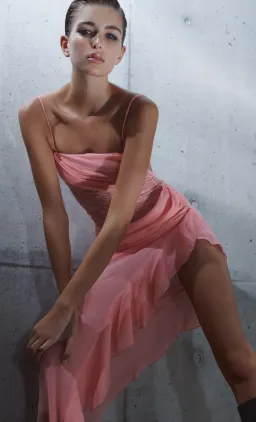 Bec & Bridge Liv Asym Maxi Dress Pink Sherbet Size 10 for rent on The Volte - image 2