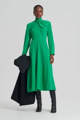 Scanlan Theodore Silk Drape Neck Dress Emerald Size 10 for rent on The Volte - image 1