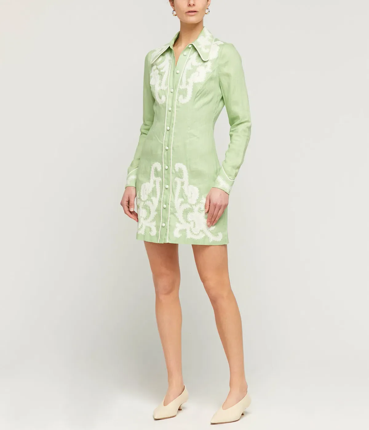 Alemais Ruby Applique Mini Dress Mint Size 8 for rent on The Volte - main image