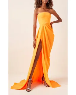 Alex Perry Reed Draped Crepe Gown Orange Size XS / AU 6 for rent on The Volte - image 2