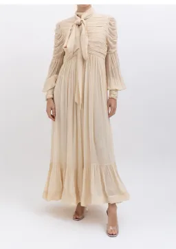 Zimmermann Celestial Ruched Midi Dress Cream Size 0P / AU 6 for rent on The Volte - image 1