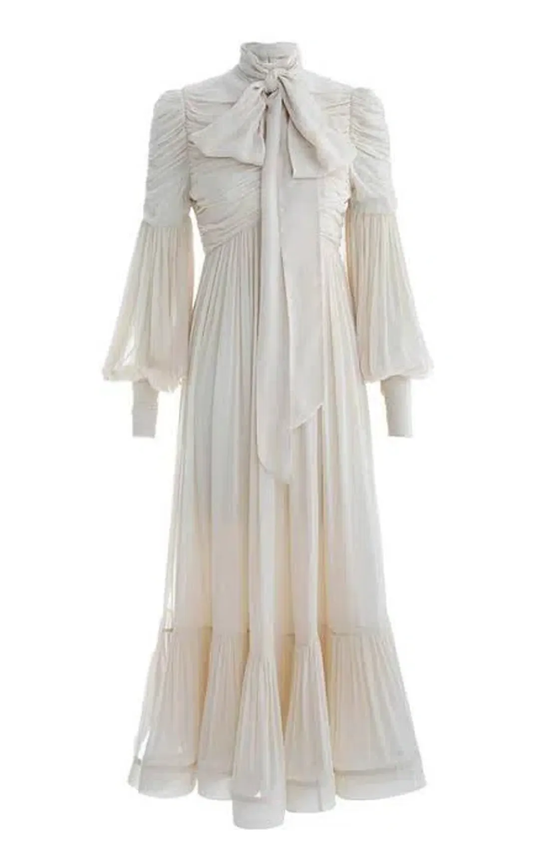 Zimmermann Celestial Ruched Midi Dress Cream Size 0P / AU 6 for rent on The Volte - main image