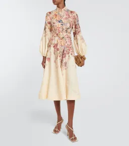 Zimmermann Luminosity Buttoned Midi Dress in Morisot Cream Floral Print Size 0 / AU 8 for rent on The Volte - image 1