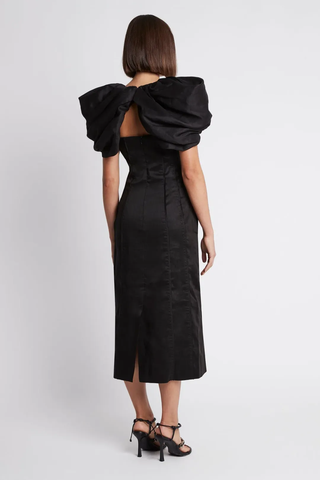 Aje Admiral Butterfly Sleeve Midi Dress Black Size 4  for rent on The Volte - main image