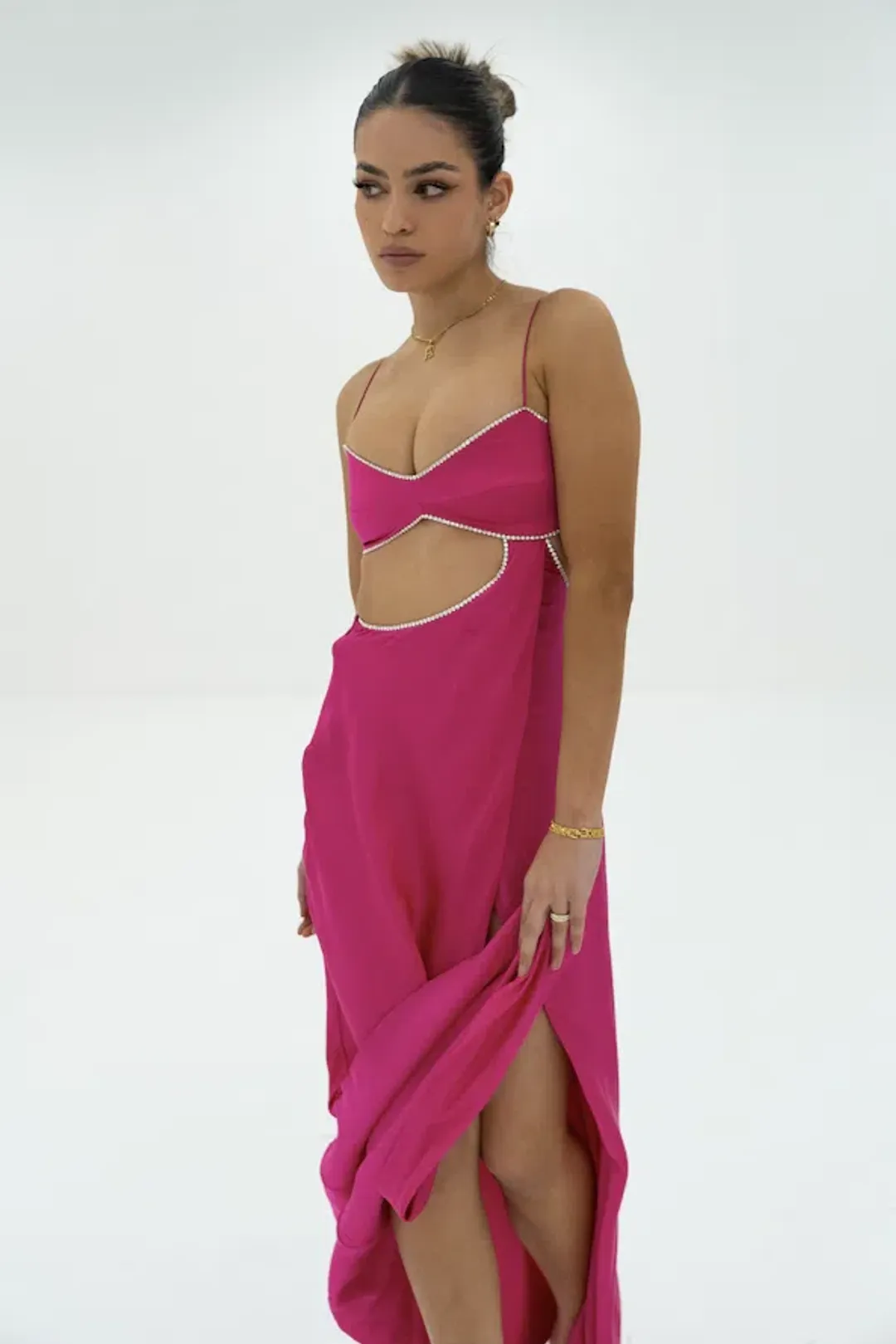 Michael Lo Sordo Symic Crystalline Luna Dress Pink Size 6 for rent on The Volte - main image