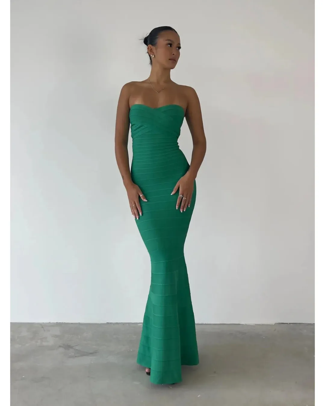 Herve Leger Sara Gown Emerald Size XXS / AU 4 for rent on The Volte - main image