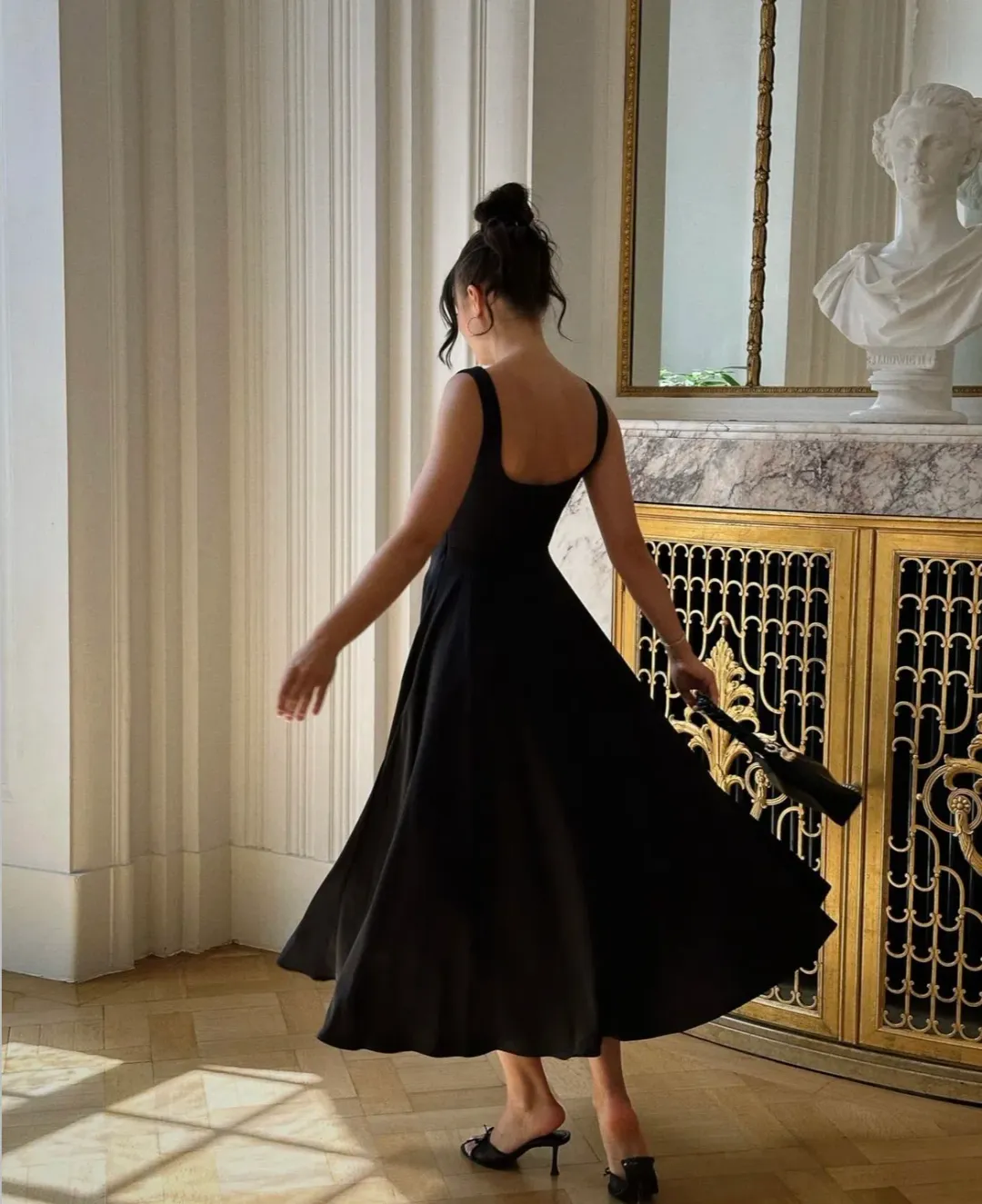 Odd Muse The Ultimate Muse High Waist Square Neck Midi Dress Black Size L / AU 12 for rent on The Volte - main image