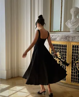 Odd Muse The Ultimate Muse High Waist Square Neck Midi Dress Black Size L / AU 12 for rent on The Volte - image 2