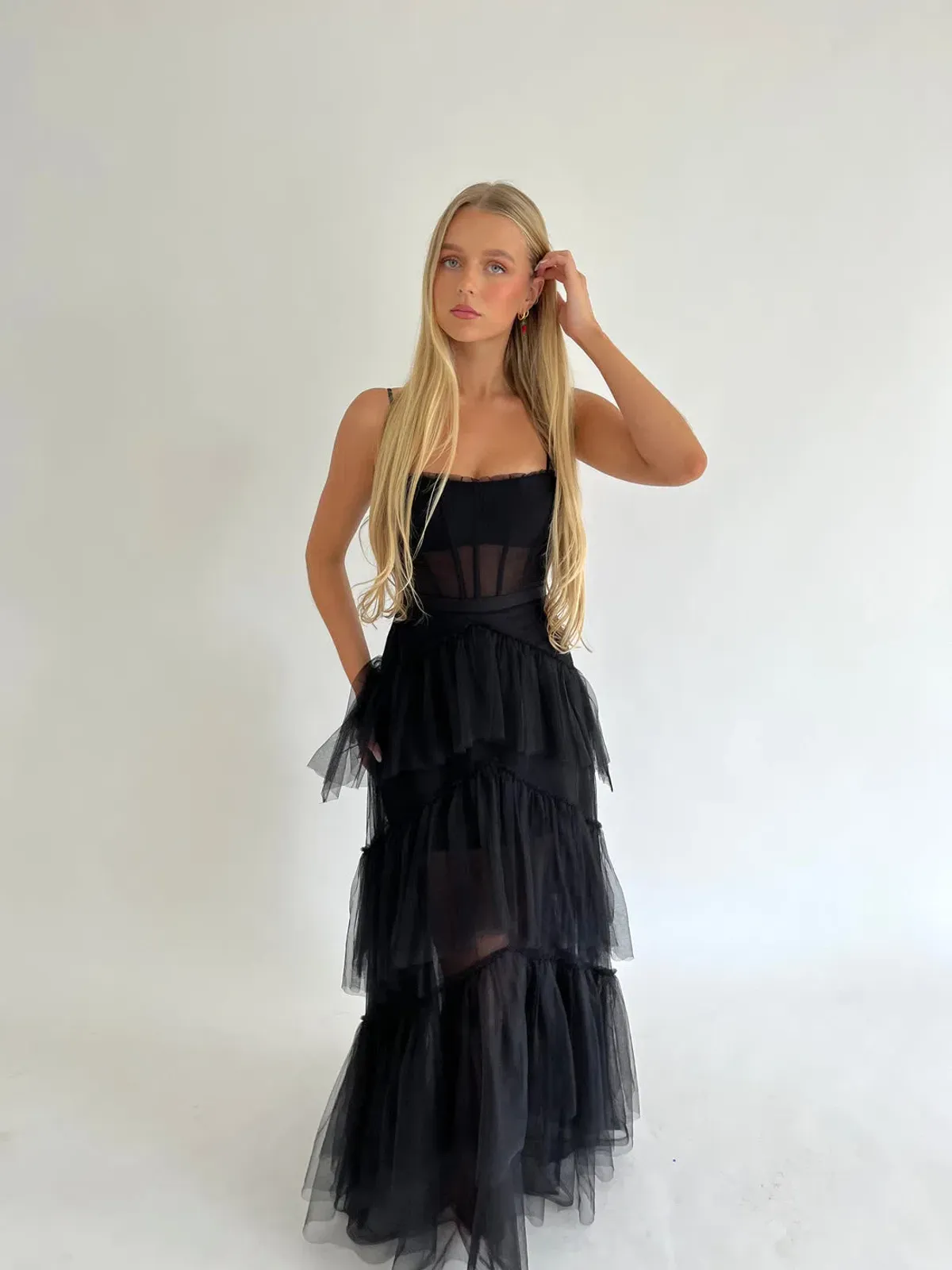 BCBGMAXAZRIA Corset Tulle Gown Black Size 0 / AU 6 for rent on The Volte - main image