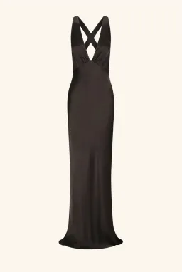 Shona Joy La Lune Plunged Cross Back Maxi Dress in Black Size 6 for rent on The Volte - image 3