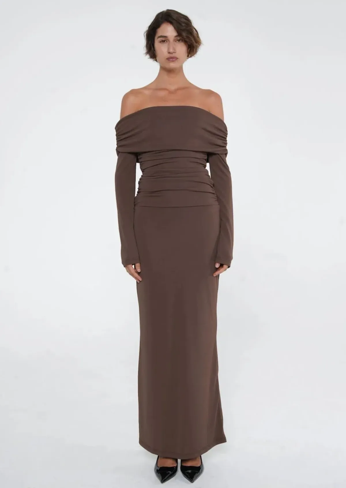Benni Lorena Maxi Dress in Ash Brown Size 6 for rent on The Volte - main image
