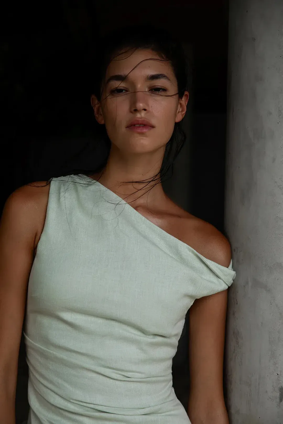 Sir The Label Iris Twist Mini Dress Light Sage Size 1 / AU 8 for rent on The Volte - main image