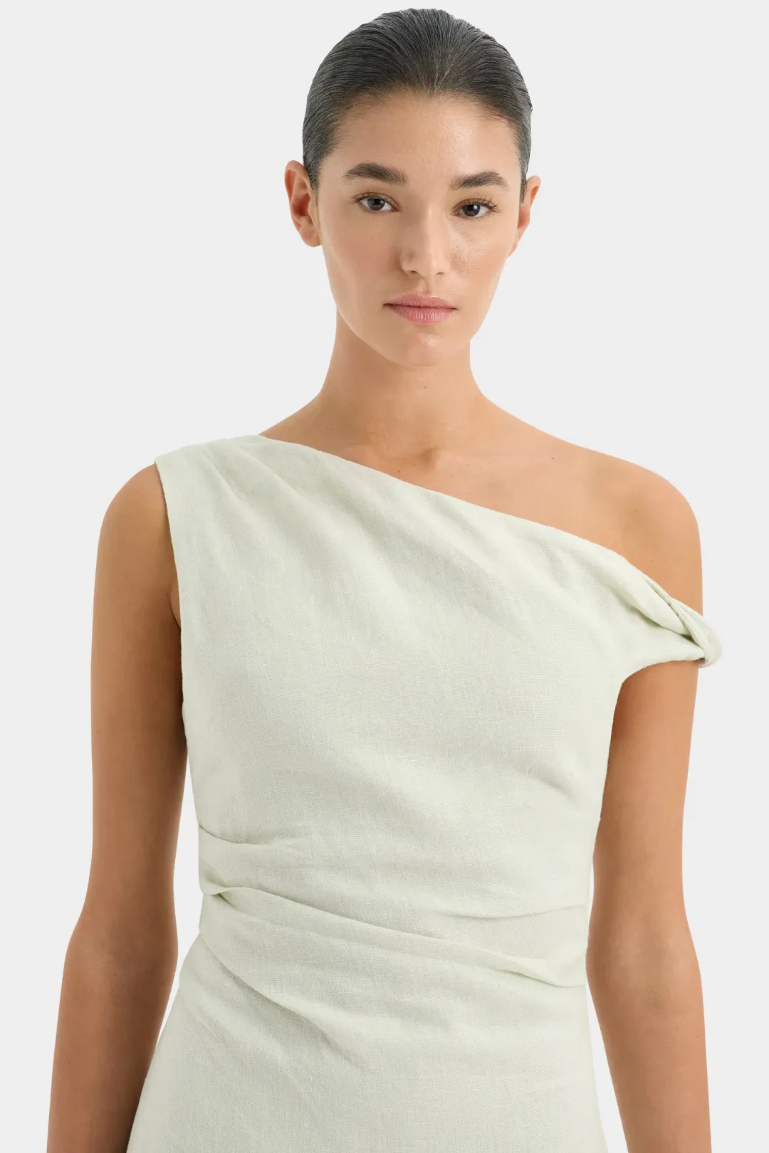 Sir The Label Iris Twist Mini Dress Light Sage Size 1 / AU 8 for rent on The Volte - main image