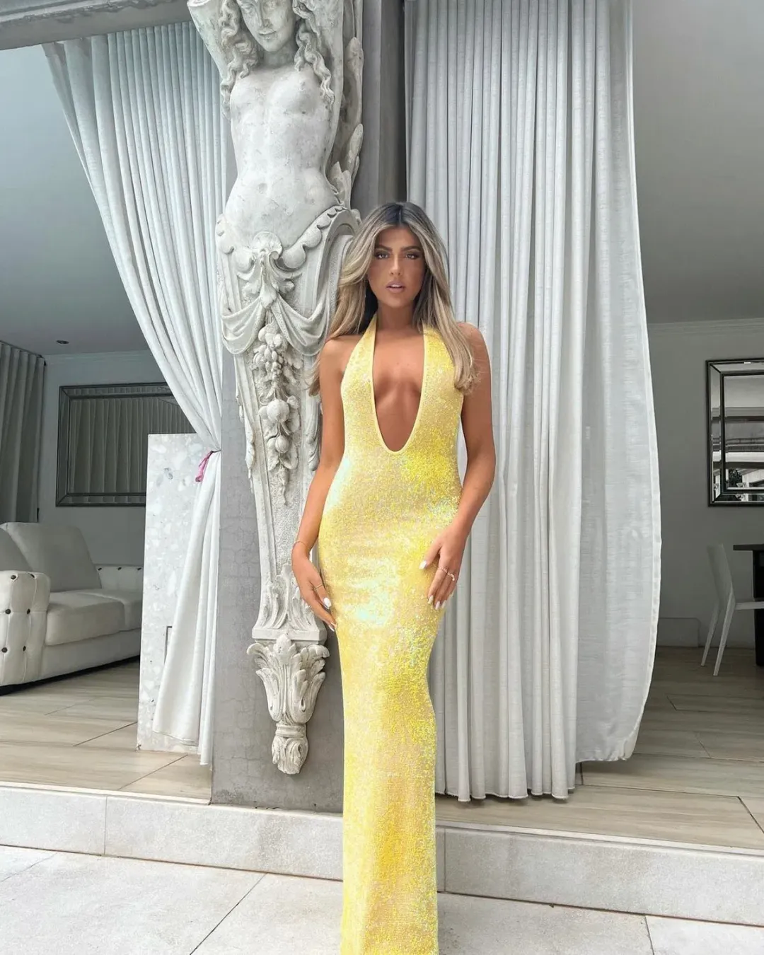 Natalie Rolt Delilah Gown Yellow Size 6 for rent on The Volte - main image