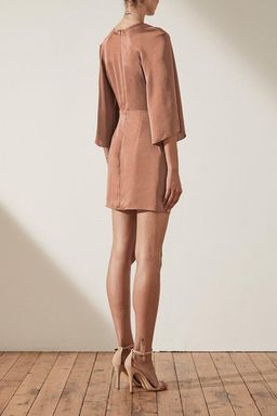 Shona Joy Sawyer Tie Front Mini Dress Beige Size 14 for rent on The Volte - image 3