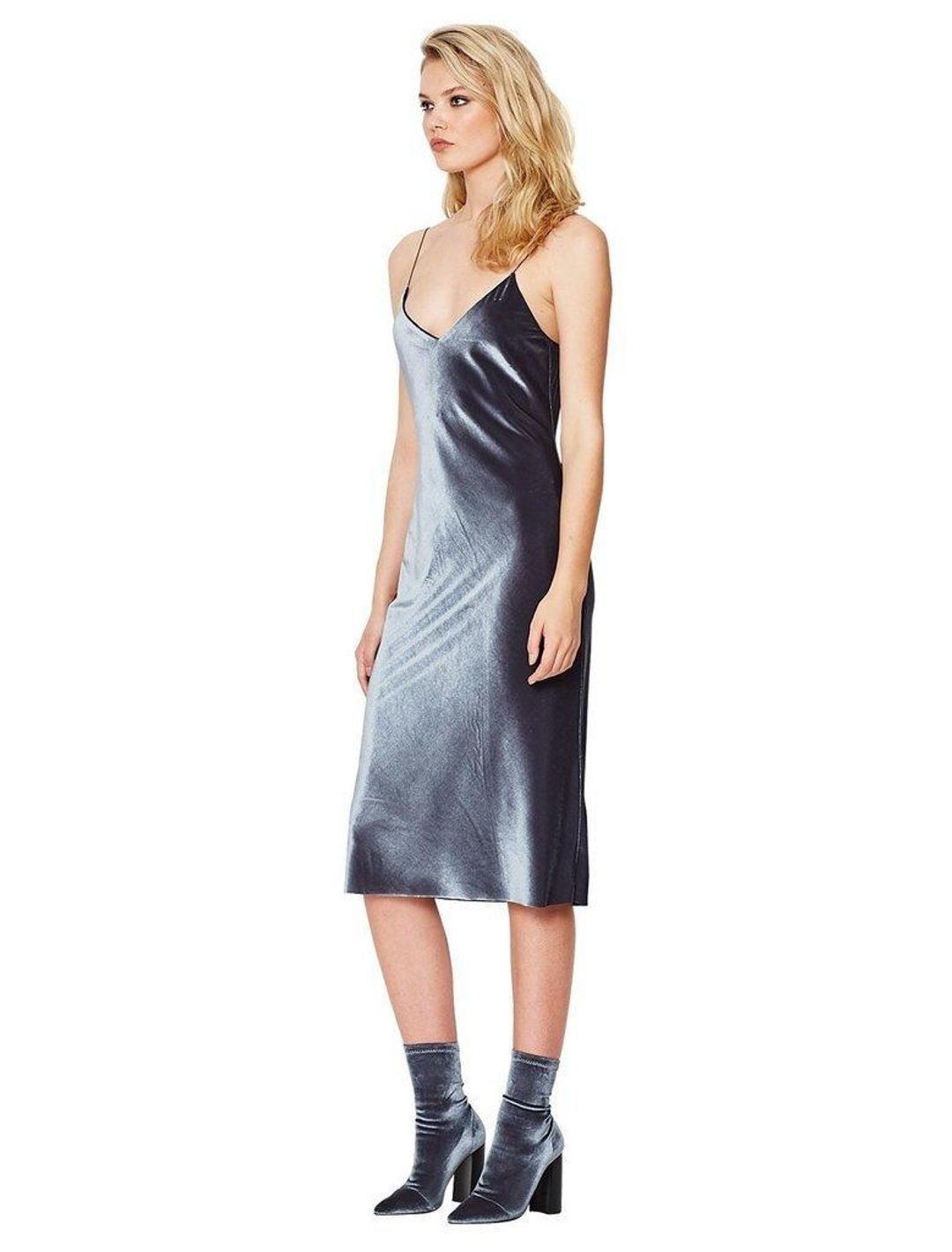 Bec & Bridge Shadow Velvet Dress Blue Size AU 8 for rent on The Volte - main image