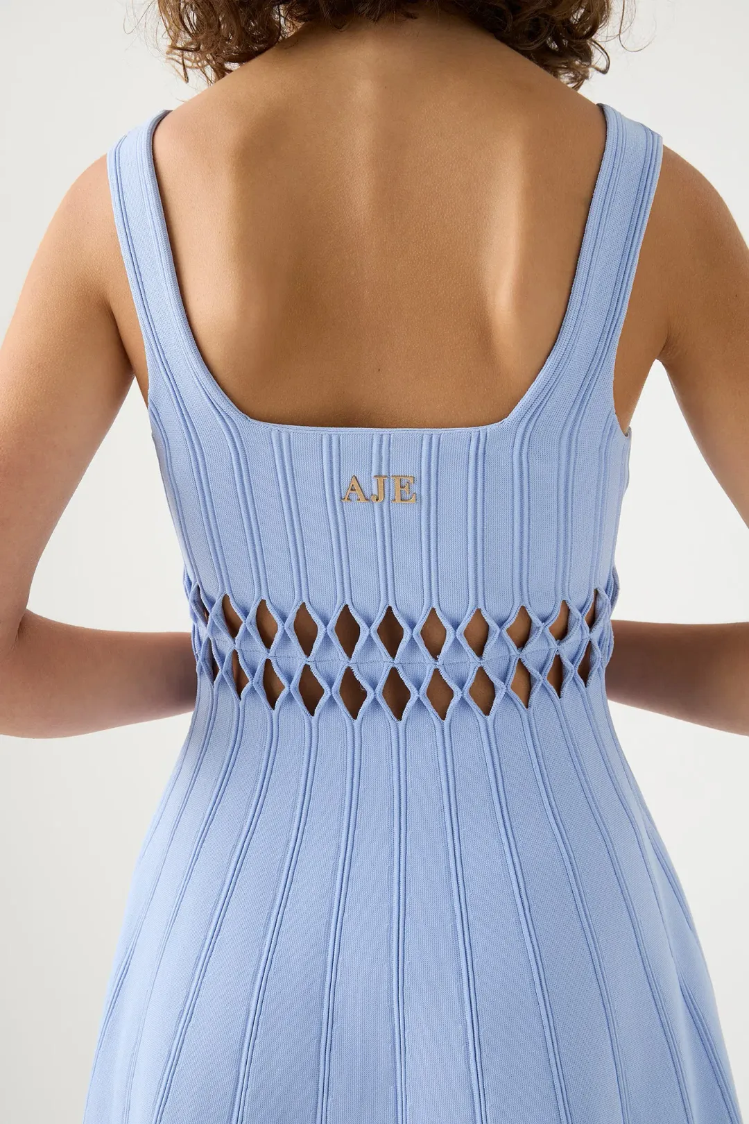 Aje Ney Diamond Cut Out Mini Dress Sky Blue Size 8  for rent on The Volte - main image
