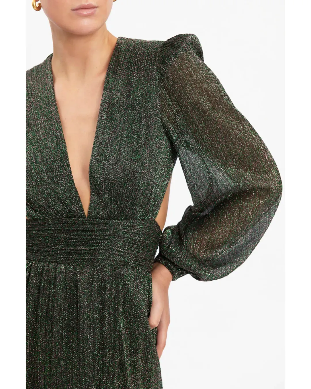 Rebecca Vallance Giverny Long Sleeve Gown in Green Size AU 12 for rent on The Volte - main image