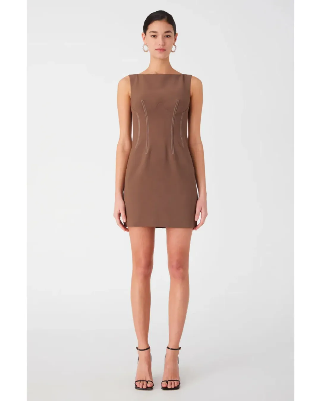 MISHA Micha Mini Dress Brown Size 12 for rent on The Volte - main image
