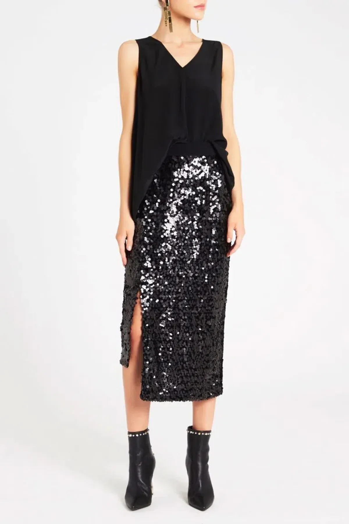 Sass & Bide The Olive Branch Skirt Black Sequin Size 8 for rent on The Volte - main image