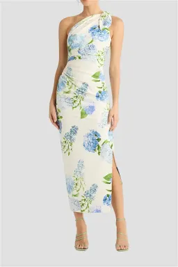 Sheike Blue Bell One Shoulder Midi Dress  Floral Size 8 for rent on The Volte - image 3
