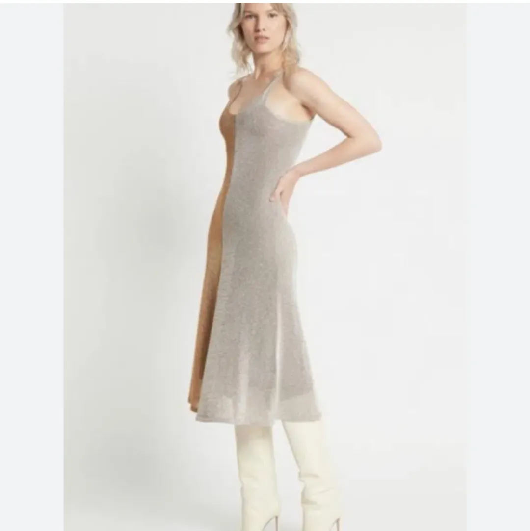 Sass And Bide Half Silver Half Gold Midi Dress Gold/Silver Size 8  for rent on The Volte - main image