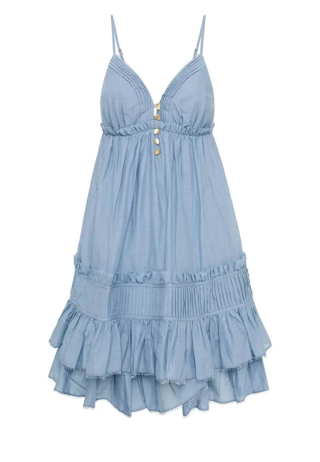 Aje Talia Flounce Mini Dress Steel Blue Size 10  for rent on The Volte - main image