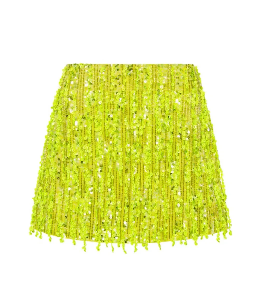Aje Sequin Micro Mini Skirt Chartreuse Green Size 8 for rent on The Volte - main image