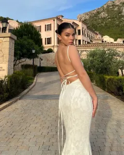 House of CB Joan Lace Up Back Maxi Dress in Ivory White Size S / AU 8 for rent on The Volte - image 5