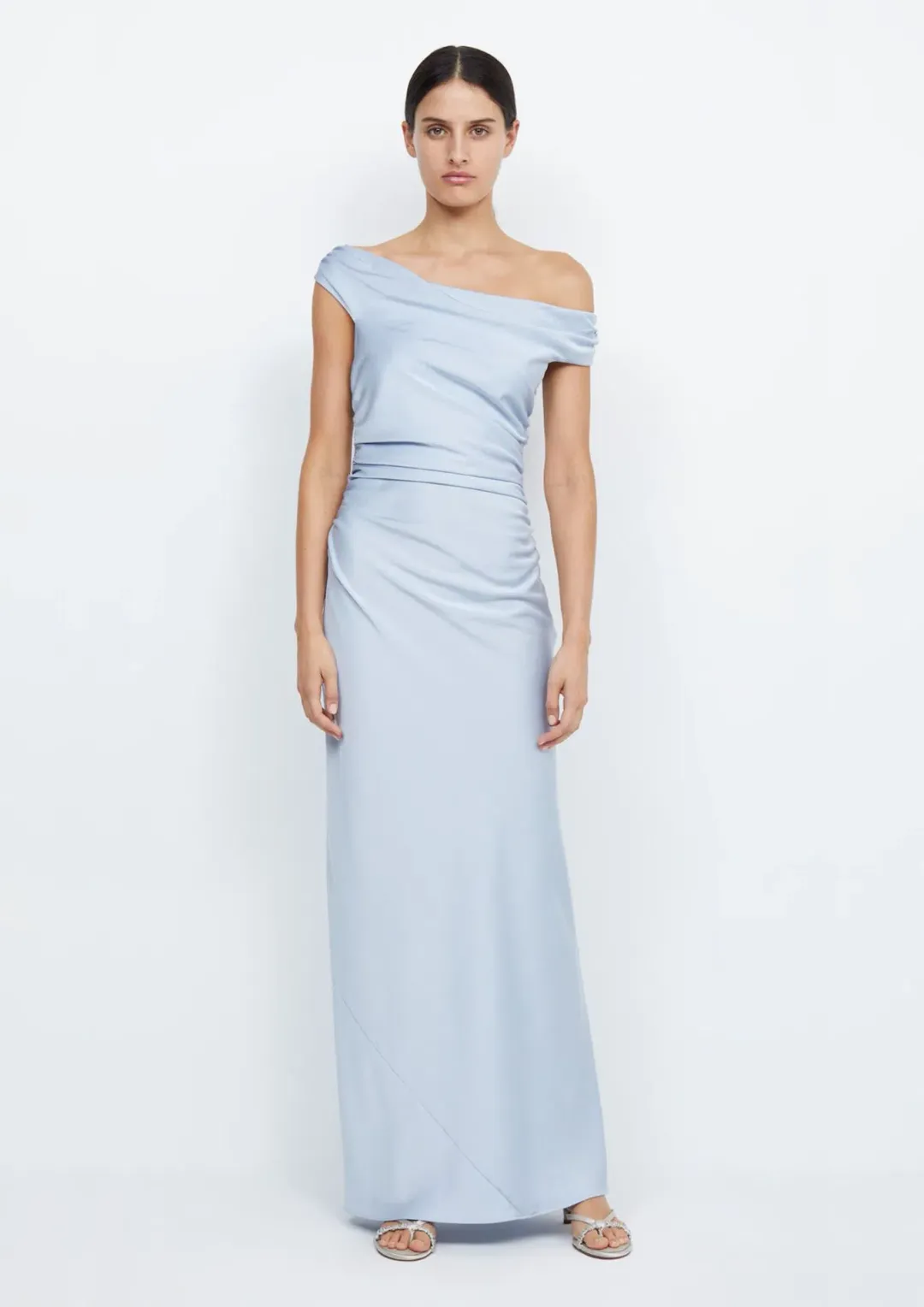 Bec & Bridge Eternity Off Shoulder Maxi Dress Dusty Blue Size XS / AU 6 for rent on The Volte - main image