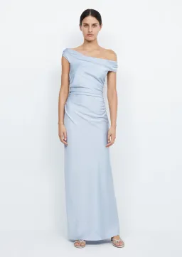 Bec & Bridge Eternity Off Shoulder Maxi Dress Dusty Blue Size XS / AU 6 for rent on The Volte - image 1