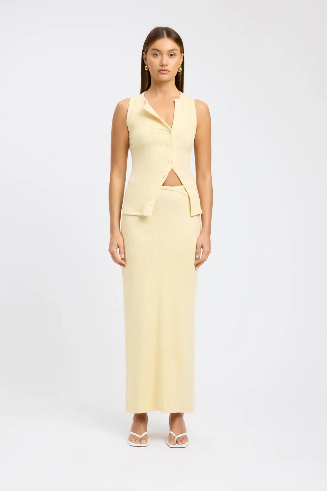 Kookai Bec Button Tank Size 36 and Carter Maxi Skirt Size 34 Set Butter for rent on The Volte - main image