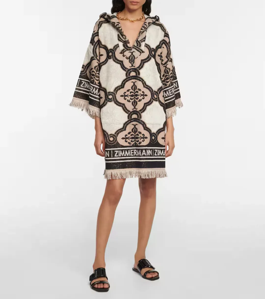 Zimmermann Clover Terry Towel Mini Dress in Cream Black Size 2 / AU 12  for rent on The Volte - main image