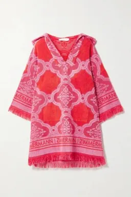 Zimmermann Poppy Fringed Terry Towel Mini Dress Red Pink Size 1 / AU 10  for rent on The Volte - image 8